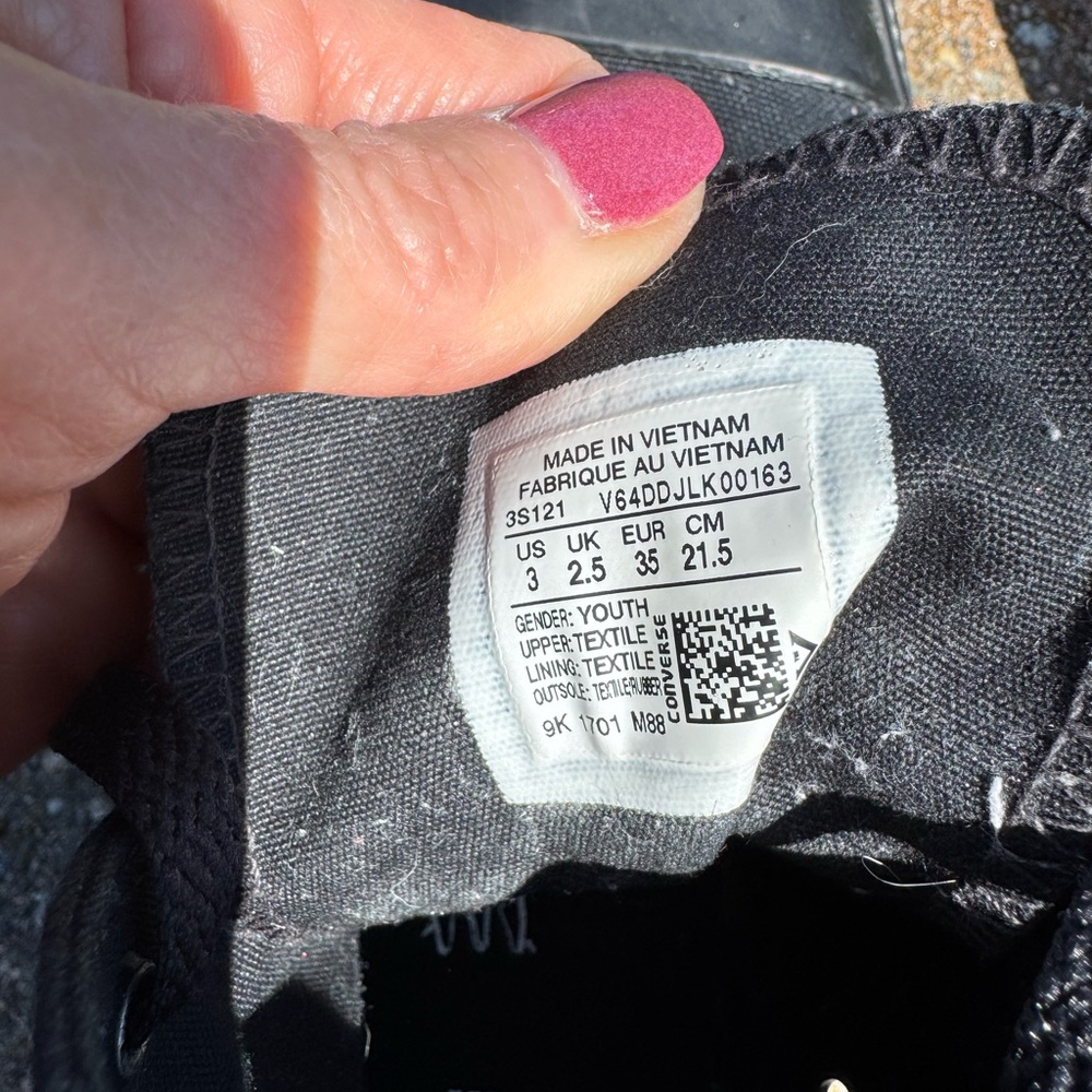 Kids/Womens Black High-Top Sneakers size 3 - Picture 6 of 8